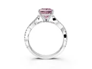 Solitaire Engagement Ring Setting for Fancy Pink Princess Cut Center with Twisted Pave Split Shank and Prong Head in Platinum