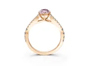 Solitaire Engagement Ring Setting for Fancy Pink Marquise Center with Pave Split Shank and Prong Head in Rose Gold