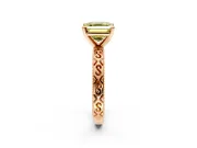Solitaire Engagement Ring Setting for Fancy Yellow Asscher Cut Center with Scrollwork Band and Prong Head in Rose Gold