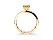Solitaire Engagement Ring Setting for Fancy Yellow Emerald Cut Center with Round Cut Pave Band and Prong Head in Yellow Gold