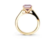 Solitaire Engagement Ring Setting for Fancy Pink Asscher Cut Center with Channel Accents and Prong Head in Yellow Gold