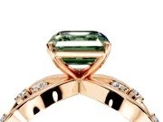 Solitaire Engagement Ring Setting for Fancy Green Asscher Cut Center with Criss-Cross Accent Band and Prong Head in Rose Gold