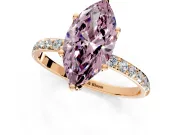 Solitaire Engagement Ring Setting for Fancy Pink Marquise Center with Fine Pave Accents and Prong Head in Rose Gold