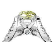Solitaire Engagement Ring Setting for Fancy Yellow Oval Center with Pave Cathedral Shoulders and Prong Head in Sterling Silver
