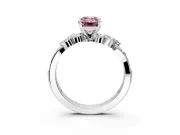 Solitaire Engagement Ring Setting for Fancy Pink Emerald Cut Center with Marquise Accent Twist Band and Prong Head in White Gold