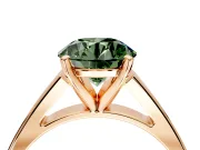 Solitaire Engagement Ring Setting for Fancy Green Round Cut Center with Tapered Split Shoulders and Prong Head in Rose Gold
