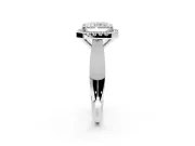 Halo Engagement Ring Setting for Radiant Cut Center with Square Band and Prong Head in Sterling Silver
