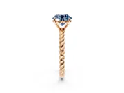 Solitaire Engagement Ring Setting for Fancy Blue Round Cut Center with Plain Twisted Rope Band and Prong Head in Rose Gold