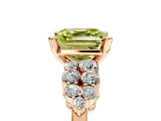 Cluster Engagement Ring Setting for Fancy Yellow Asscher Cut Center with 2-Row Shoulder Clusters and Prong Head in Rose Gold