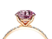 Solitaire Engagement Ring Setting for Fancy Pink Round Cut Center with Fine Pave Accents and Prong Head in Rose Gold