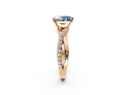 Crossover Engagement Ring Setting for Fancy Blue Oval Center with Pave and Plain Strands and Prong Head in Rose Gold