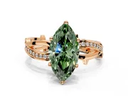 Solitaire Engagement Ring Setting for Fancy Green Marquise Center with Pave and Plain Crossover Band and Prong Head in Rose Gold