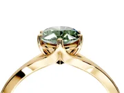 Solitaire Engagement Ring Setting for Fancy Green Oval Center with Plain Split Shank and Prong Head in Yellow Gold