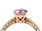 Solitaire Engagement Ring Setting for Fancy Pink Oval Center with Engraved Milgrain Band and Prong Head in Rose Gold