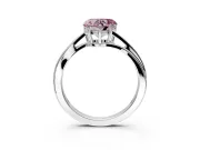 Solitaire Engagement Ring Setting for Fancy Pink Heart-Shaped Center with Plain Bypass Twist Band and Prong Head in Sterling Silver
