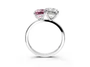 Fancy Pink Emerald Cut and Emerald Cut Lab-Grown Diamond Toi et Moi Engagement Ring with Prong-Set Stones in White Gold
