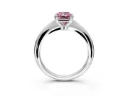 Solitaire Engagement Ring Setting for Fancy Pink Radiant Cut Center with Reverse Tapered Band and Prong Head in Platinum