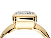 Solitaire Engagement Ring Setting for Princess Cut Center with Wide Band and Bezel Head in Yellow Gold