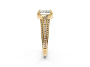 Solitaire Engagement Ring Setting for Radiant Cut Center with Accented Split Shank and Prong Head in Yellow Gold