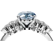 Cluster Engagement Ring Setting for Fancy Blue Oval Center with 2-Row Shoulder Clusters and Prong Head in Sterling Silver