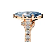 Solitaire Engagement Ring Setting for Fancy Blue Marquise Center with Crossover Accents and Prong Head in Rose Gold