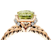 Halo Engagement Ring Setting for Fancy Yellow Radiant Cut Center with Rope Twist Split Shank and Prong Head in Rose Gold