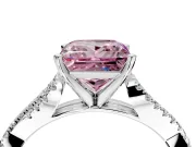 Solitaire Engagement Ring Setting for Fancy Pink Princess Cut Center with Twisted Pave Split Shank and Prong Head in Platinum