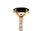 Solitaire Engagement Ring Setting for Fancy Black Oval Center with Pave Accents and Prong Head in Yellow Gold
