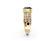 Bezel Engagement Ring Setting for Fancy Green Round Cut Center with Wide Channel-Set Band and Bezel Head in Yellow Gold