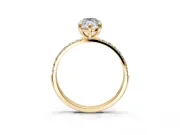 Solitaire Engagement Ring Setting for Marquise Center with Pave Accents and Prong Head in Yellow Gold