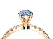 Open Basket Engagement Ring Setting for Fancy Blue Pear-Shaped Center with Pave Band and Prong Head in Rose Gold