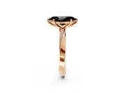 Side Accent Engagement Ring Setting for Fancy Black Marquise Center with Accent Shoulders and Prong Head in Rose Gold