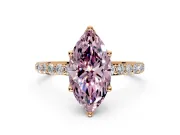 Solitaire Engagement Ring Setting for Fancy Pink Marquise Center with Fine Pave Accents and Prong Head in Rose Gold
