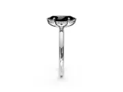 Hidden Halo Engagement Ring Setting for Fancy Black Marquise Center with Thin Rounded Band and Prong Head in Sterling Silver