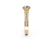 Solitaire Engagement Ring Setting for Round Cut Center with Channel Band and Double Claw Prong Head in Yellow Gold