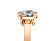 Solitaire Engagement Ring Setting for Oval Center with Plain Band and Flat Tab Prong Head in Rose Gold