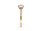Solitaire Engagement Ring Setting for Asscher Cut Center with Channel Accents and Prong Head in Yellow Gold