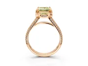 Solitaire Engagement Ring Setting for Fancy Yellow Princess Cut Center with Accented Split Shank and Prong Head in Rose Gold