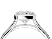 Solitaire Engagement Ring Setting for Radiant Cut Center with V Split Shank and Bezel Head in Platinum