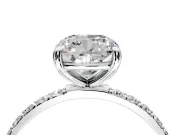Solitaire Engagement Ring Setting for Cushion Cut Center with Pave Accents and Prong Head in White Gold