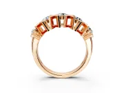 Round Cut Lab-Grown Diamond Channel-Set Wedding Band with X-Prong Detail in Rose Gold