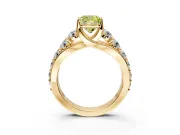 Solitaire Engagement Ring Setting for Fancy Yellow Cushion Cut Center with Graduated Shared Prongs and Prong Head in Yellow Gold