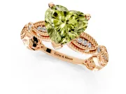 Solitaire Engagement Ring Setting for Fancy Yellow Heart-Shaped Center with Marquise Panel Band and Prong Head in Rose Gold