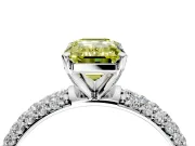 Solitaire Engagement Ring Setting for Fancy Yellow Emerald Cut Center with Domed Multi-Row Pave Band and Prong Head in Sterling Silver