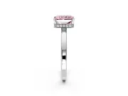 Hidden Halo Engagement Ring Setting for Fancy Pink Radiant Cut Center with Wide Flat Plain Band and Prong Head in Sterling Silver