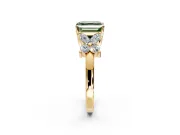 Floral Engagement Ring Setting for Fancy Green Princess Cut Center with Marquise Cluster Shoulders and Prong Head in Yellow Gold