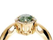 Halo Engagement Ring Setting for Fancy Green Marquise Center with Tapered Plain Band and Prong Head in Yellow Gold