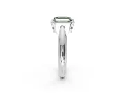 Halo Engagement Ring Setting for Fancy Green Asscher Cut Center with Tapered Plain Band and Prong Head in Sterling Silver