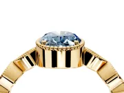 Vintage Station Engagement Ring Setting for Fancy Blue Oval Center with Accents and Prong Head in Yellow Gold