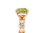 Solitaire Engagement Ring Setting for Fancy Yellow Cushion Cut Center with Beaded Bezel Station Band and Prong Head in Rose Gold